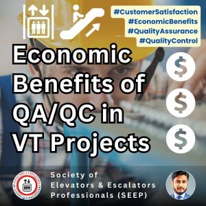 Vertical Transportation (VT) projects, like elevators and escalators, are crucial in buildings, especially high-rises. Ensuring these systems are reliable and safe is vital, and that's where Quality Assurance (QA) and Quality Control (QC) come in. Robust QA/QC practices can bring significant economic benefits to VT projects. Let's explore how. 1. Cost Savings from Reduced Defects One of the most immediate economic benefits of robust QA/QC is the reduction in defects. When elevators and escalators are thoroughly tested and inspected, potential issues are identified and corrected early. This means fewer breakdowns and repairs after installation, which saves money. For example, a thorough QC process might catch a minor defect in an elevator's control panel. Fixing this defect during the production phase is much cheaper than repairing or replacing it after installation. 2. Extended Equipment Lifespan Regular QA/QC ensures that VT equipment is built and maintained to high standards, which extends its lifespan. High-quality elevators and escalators last longer, meaning building owners don't need to replace them as often. For instance, an escalator that undergoes rigorous quality checks might last 20 years instead of 15. This extension translates into significant savings over time, as the cost of replacing VT equipment is high. 3. Increased Efficiency and Performance Robust QA/QC leads to better-performing VT systems. Efficient elevators and escalators consume less energy, reducing operational costs. For example, a well-maintained elevator that uses energy-efficient components will lower electricity bills for a building. Over several years, these savings can add up to a substantial amount. 4. Enhanced Safety Reduces Liability Costs Safety is a top priority in VT projects. Effective QA/QC practices ensure that all safety standards are met, reducing the risk of accidents. Fewer accidents mean fewer liability claims and lower insurance premiums. For instance, if an elevator is regularly inspected and maintained, the chances of it malfunctioning and causing injury are minimized. This not only protects people but also saves money on legal fees and compensation costs. 5. Better Reputation and Increased Business Buildings with reliable VT systems attract more tenants and visitors. A reputation for having safe and efficient elevators and escalators can boost a building's appeal. For example, a commercial building known for its reliable VT systems might attract more businesses willing to pay higher rent, thus increasing revenue. Moreover, companies that consistently deliver high-quality VT projects are more likely to secure future contracts, leading to more business opportunities. 6. Compliance with Regulations Avoids Penalties Strict QA/QC practices ensure that VT projects comply with all relevant regulations and standards. Non-compliance can result in hefty fines and legal issues. For instance, a building owner who neglects regular elevator inspections might face penalties from regulatory bodies. By adhering to QA/QC standards, such financial risks are avoided, leading to overall economic benefits. Conclusion Investing in robust QA/QC practices in VT projects is not just about ensuring safety and reliability; it has clear economic advantages. From reducing defects and extending equipment lifespan to increasing efficiency and enhancing safety, the benefits are substantial. Buildings with reliable VT systems attract more business and avoid costly penalties, making QA/QC a wise investment for any VT projects